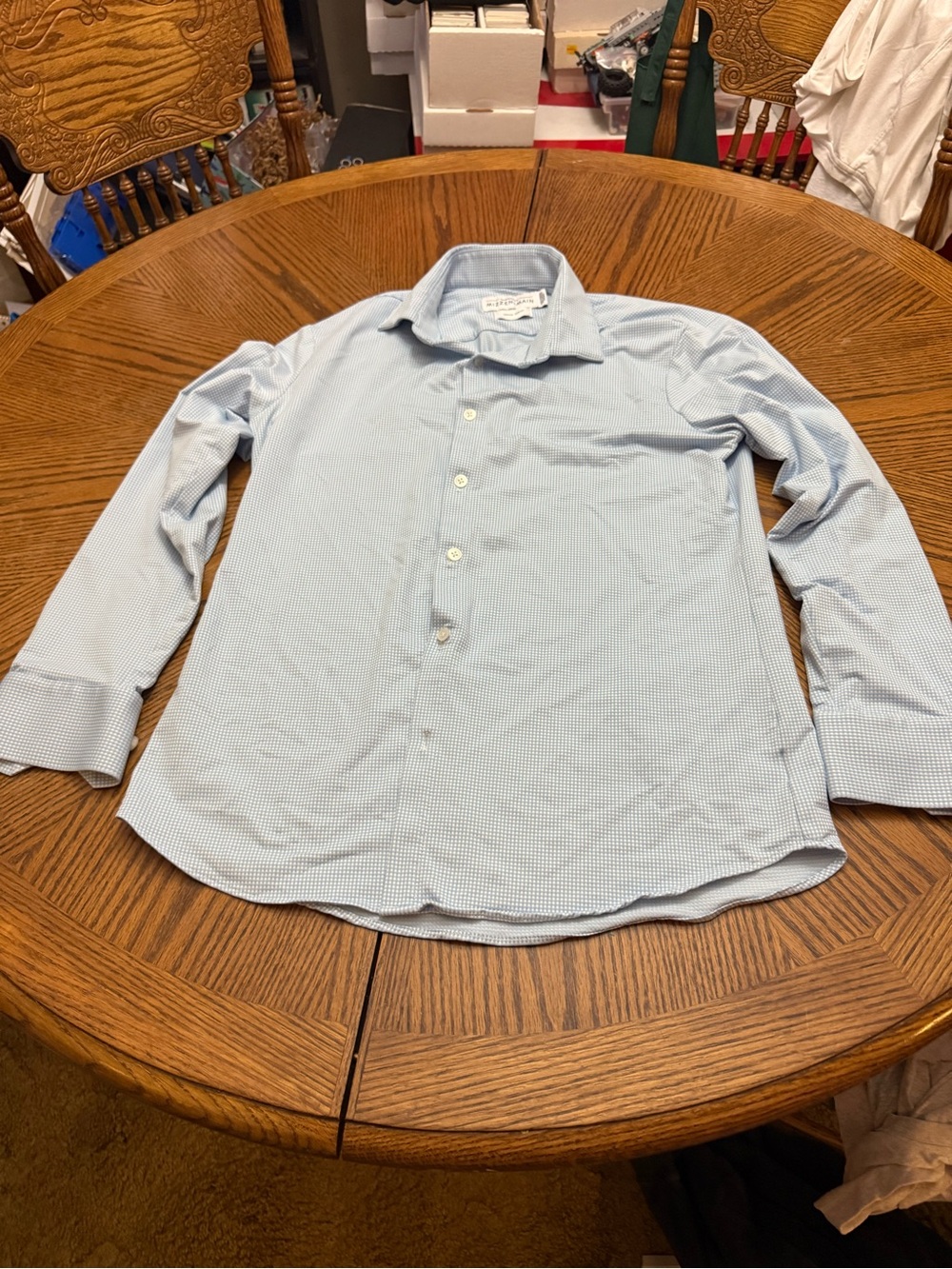 Mizzen+Main Light Blue Micro-Check Dress Shirt
